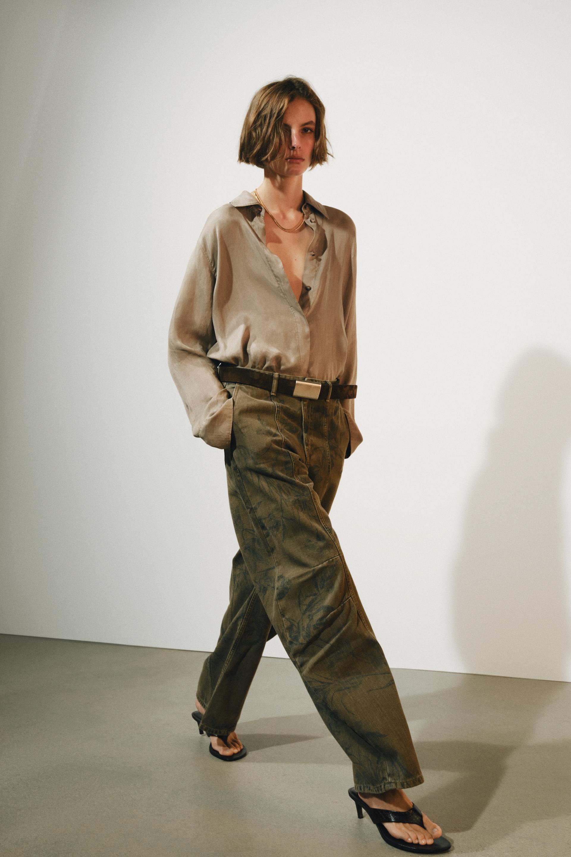 ZW COLLECTION FLORAL LOW-RISE BARREL LEG JEANS — صورة 4