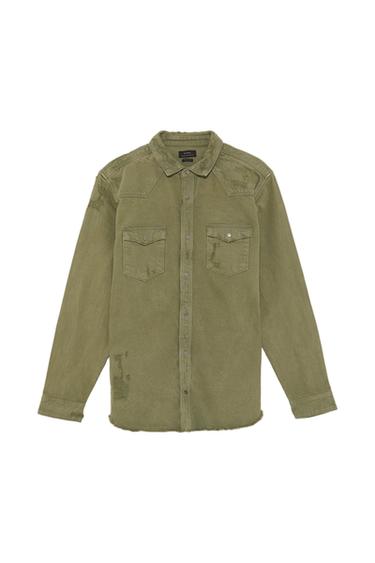 RIPPED DENIM OVERSHIRT