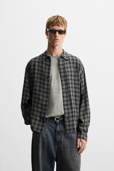 CHECK SHIRT - Anthracite Grey by Zara