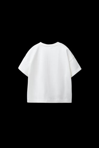 Zara MICKEY AND MINNIE MOUSE © DISNEY FLOCKED TEXT PRINT T-SHIRT - Oyster-white