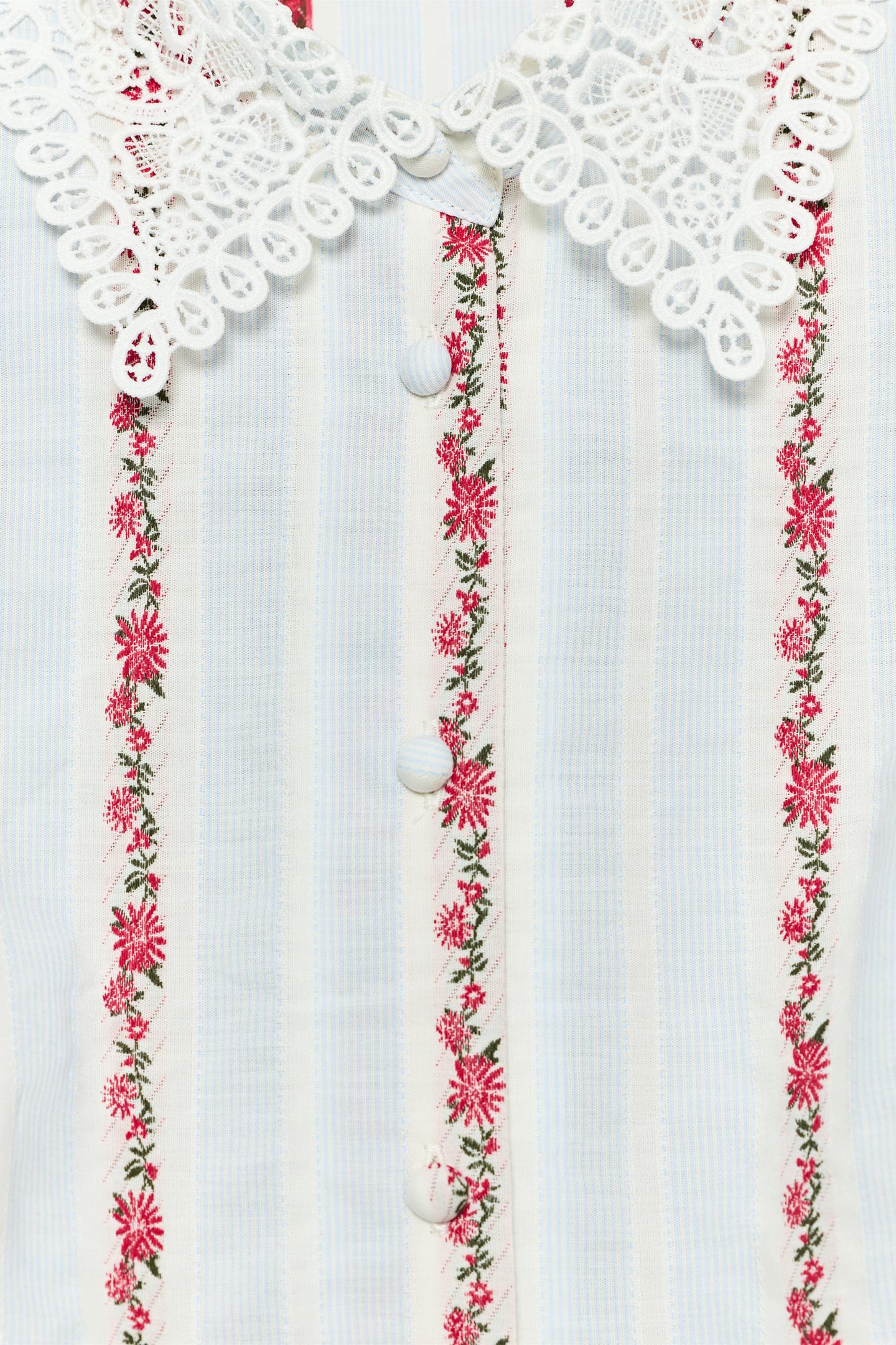 Женская блузка Zara Guipure Printed Blouse, цвет: Синий / Белый — фото 8