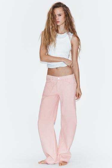 Zara TRF REVERSIBLE MID-RISE JEANS - Pink