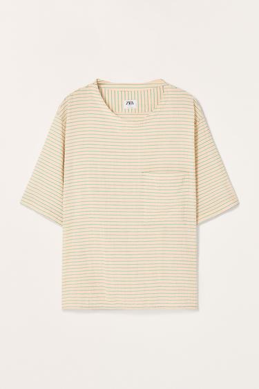 SOEPELVALLEND GESTREEPT T-SHIRT LIMITED EDITION - Ecru van Zara