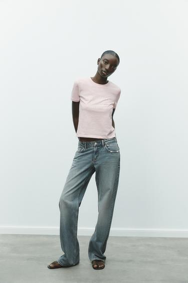 FLAMMGARN-T-SHIRT MIT SCHRIFTZUG - Rosa von Zara - Bild 0