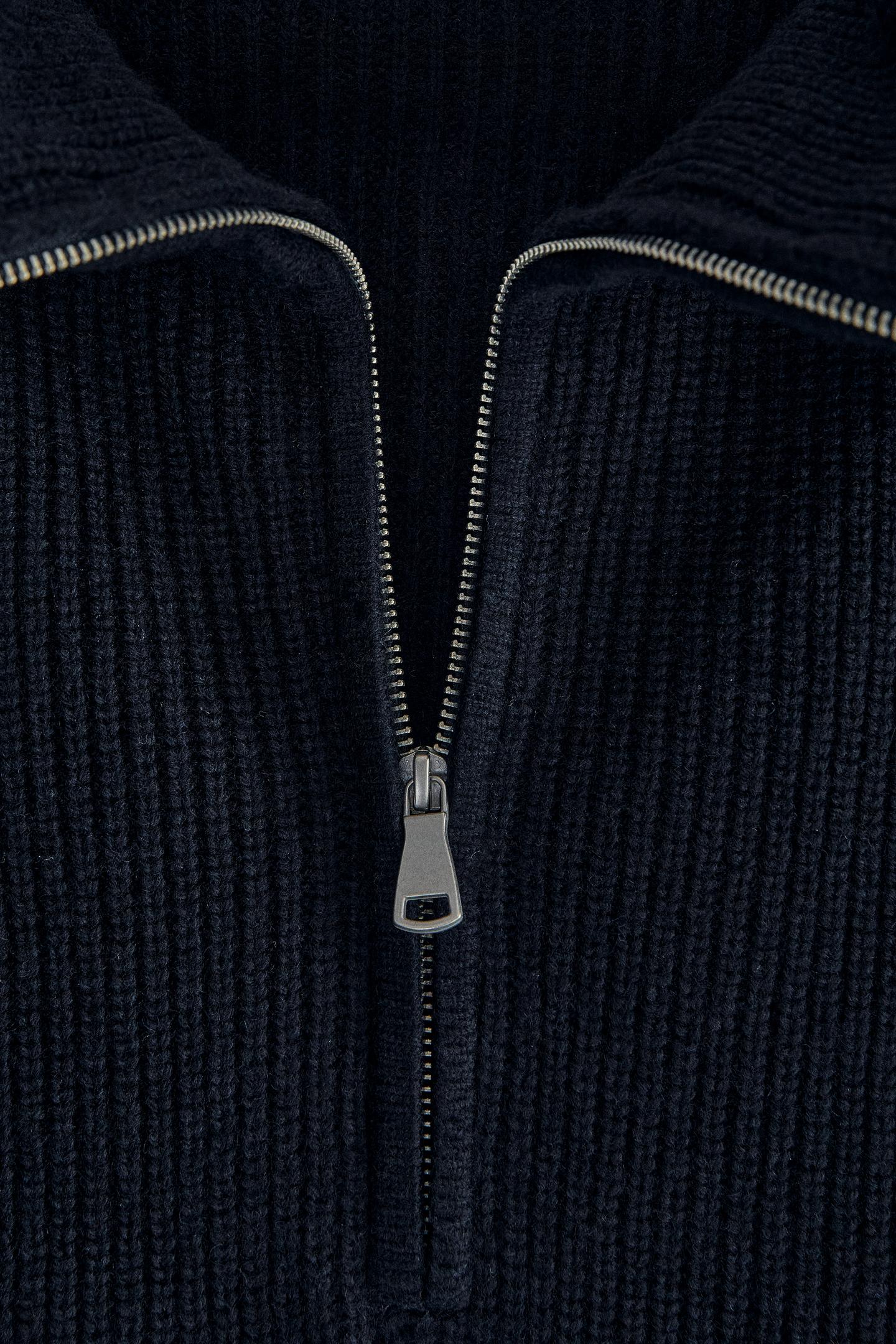 Женский свитер Zara Wool with Zipper, цвет: Синий — фото 4