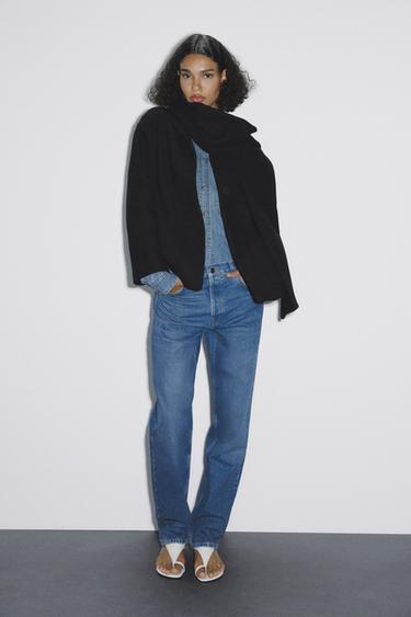 WOOL COAT WITH SCARF - Black by Zara - Image 0