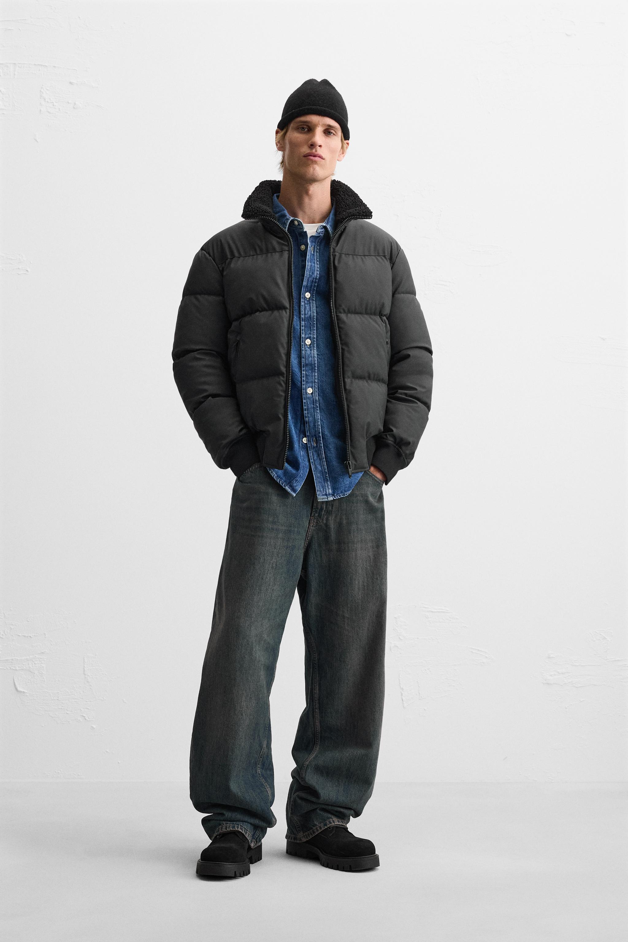 Zara Rubberized Puffer Jacket Black Men