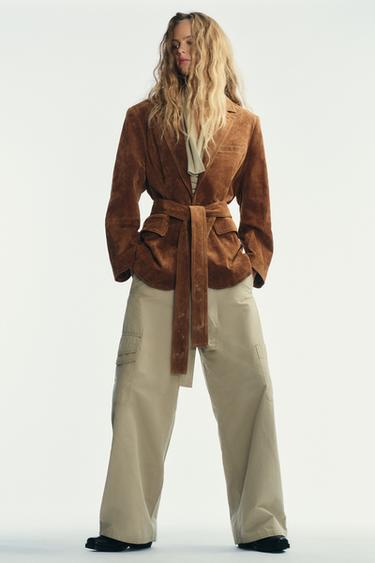100% SUEDE LEATHER JACKET - Toffee by Zara