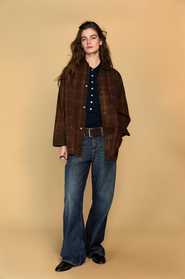 CHAQUETA ENCERADA CUELLO PANA ZW COLLECTION - Burdeos de Zara - Imagen 0