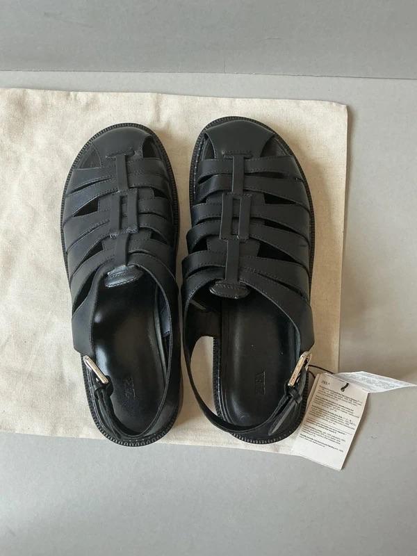 LEATHER SLINGBACK CAGE SANDALS - Image 6