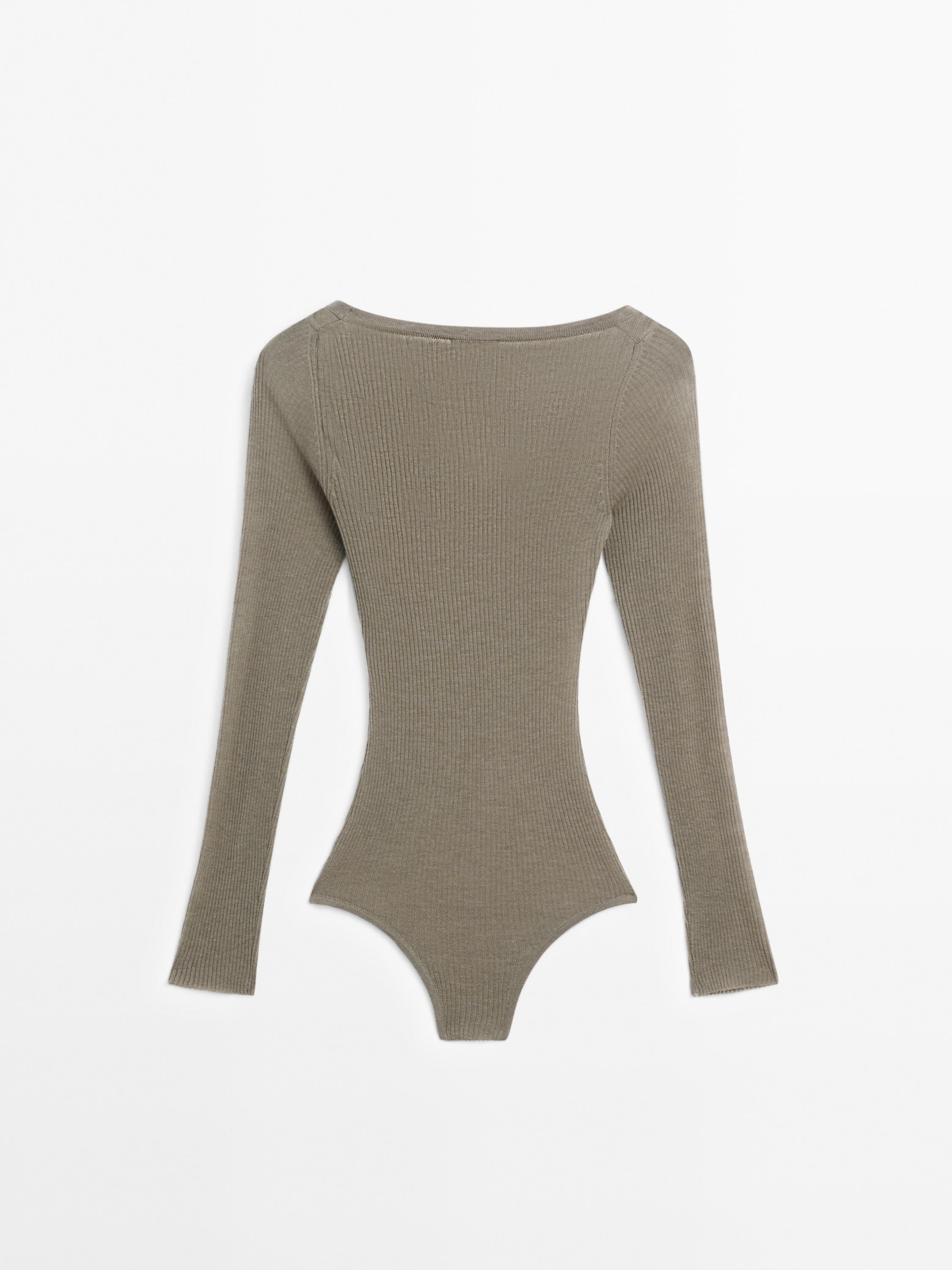 Semi-sheer 100% wool bodysuit - STUDIO