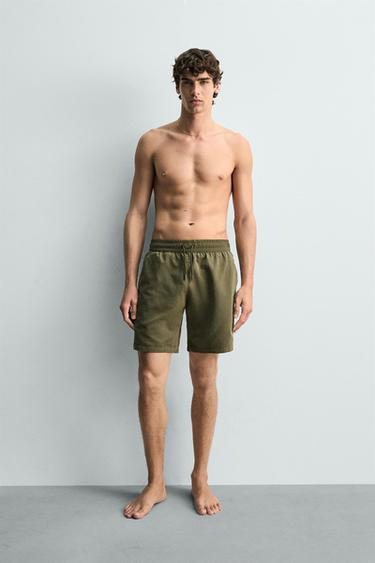 BAÑADOR LARGO BÁSICO - Khaki de Zara - Imagen 0