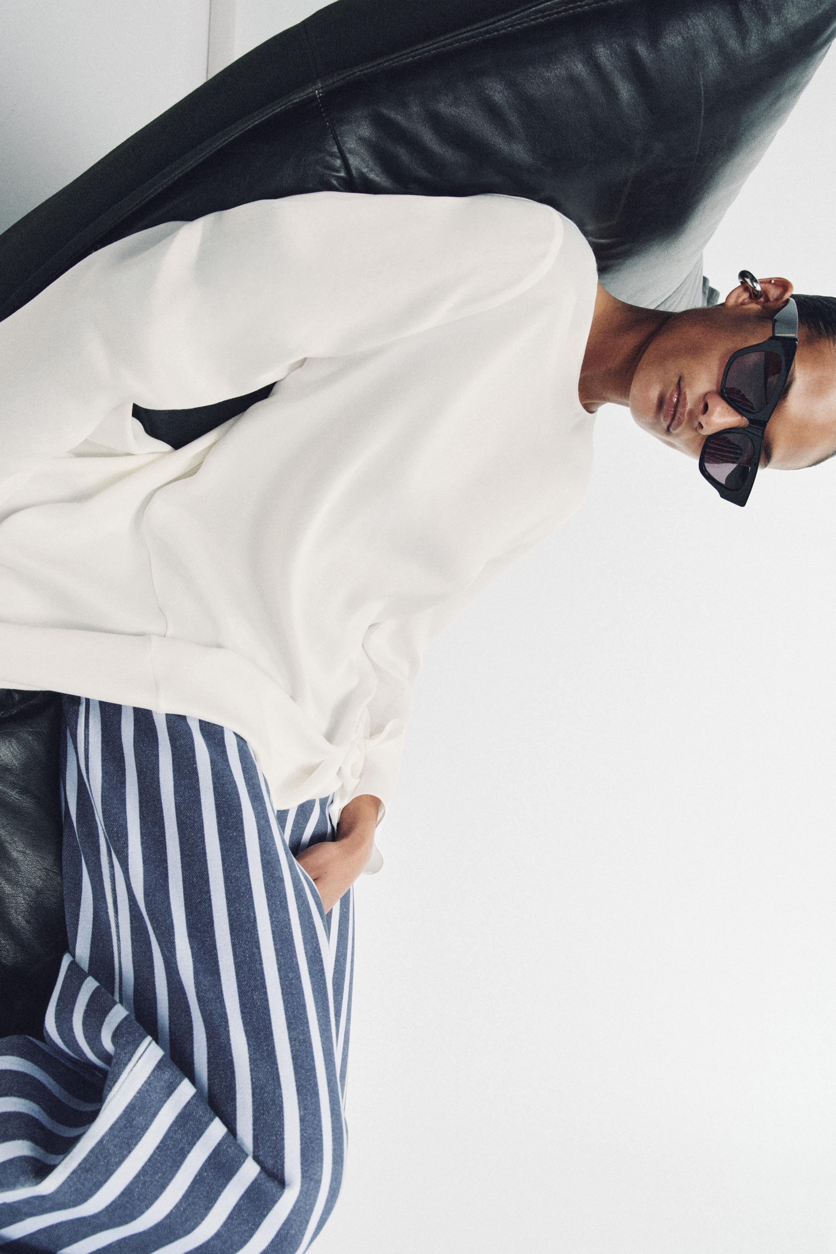 ZW COLLECTION MID-RISE STRIPED LOOSE FIT JEANS