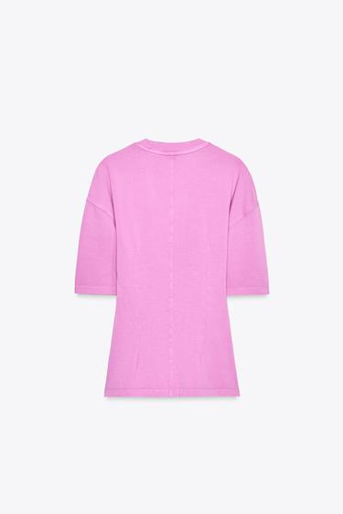 T-SHIRT MOULANT DÉLAVÉ - Fuchsia de Zara - Image 6