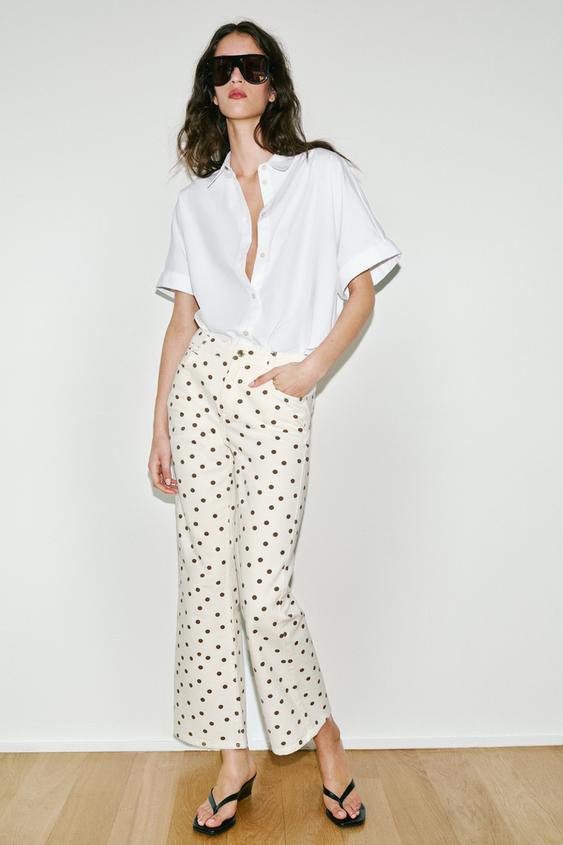 Z1975 MID-RISE MINI FLARE POLKA DOT JEANS from Zara - $59.90