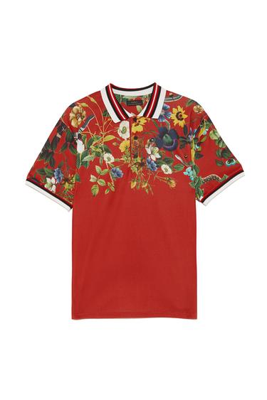 PRINTED POLO SHIRT WITH RIBBED TRIMS