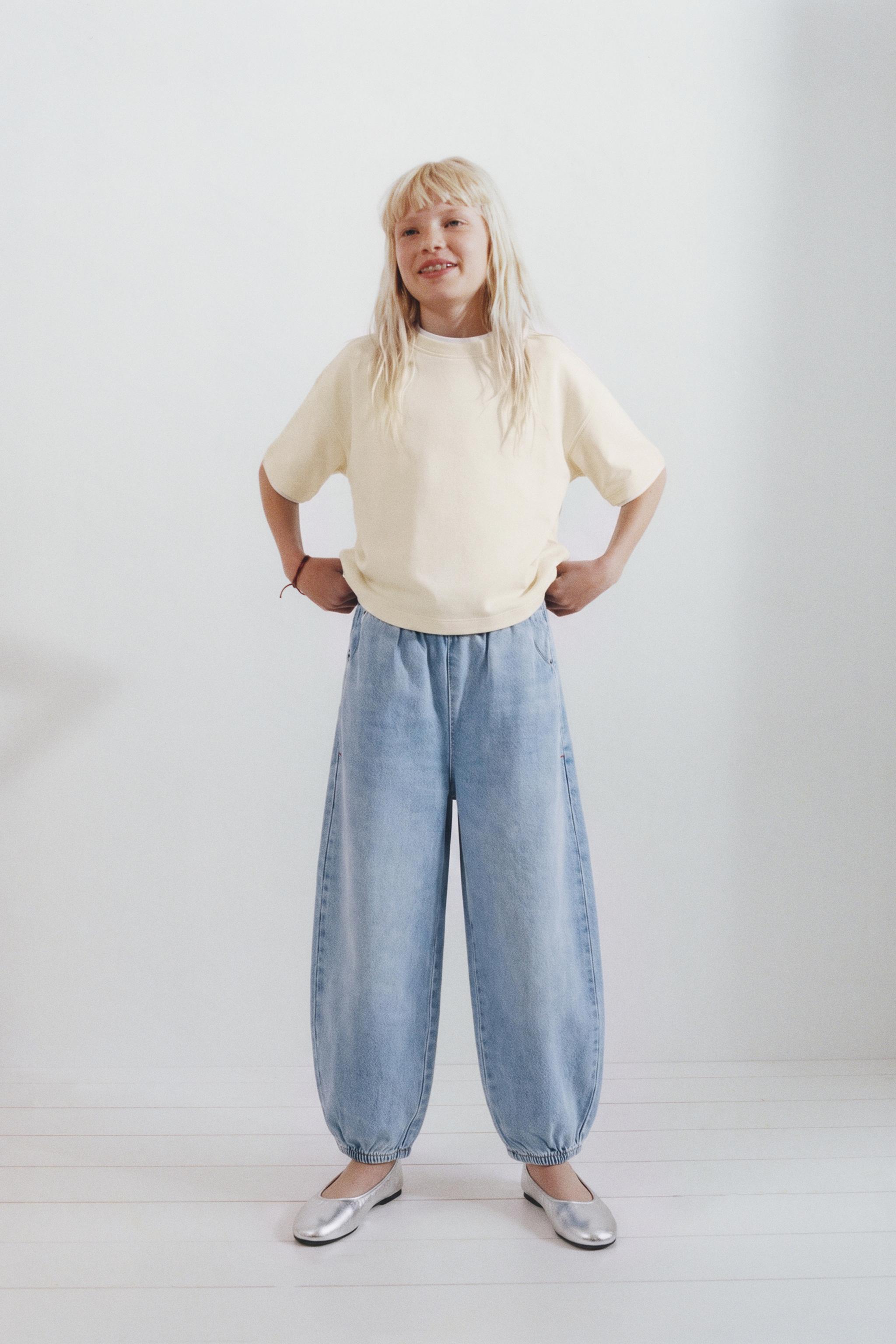 FLOWY ELASTIC BALLOON JEANS — Blue