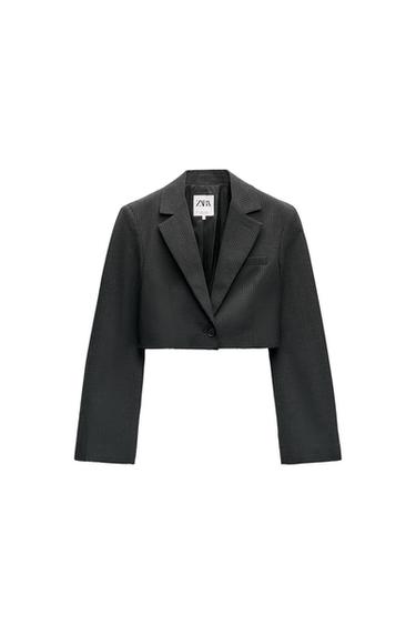 PINSTRIPED CROPPED BLAZER