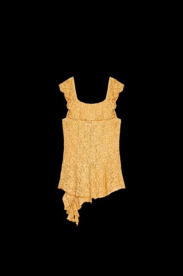 SPITZENSHIRT MIT VOLANTS - Hellorange von Zara