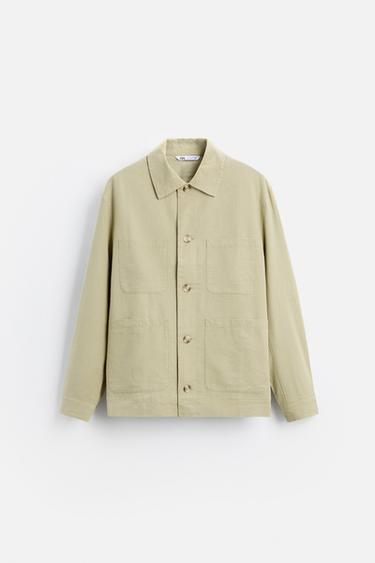 Zara POCKET OVERSHIRT - Khaki