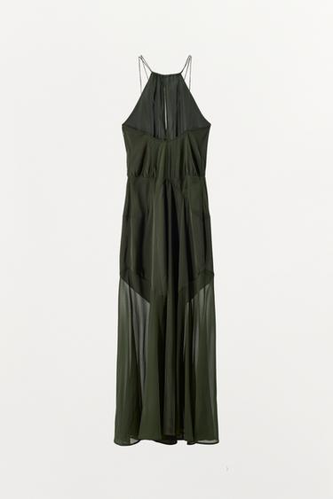 ROBE LONGUE HALTER - Kaki de Zara - Image 7