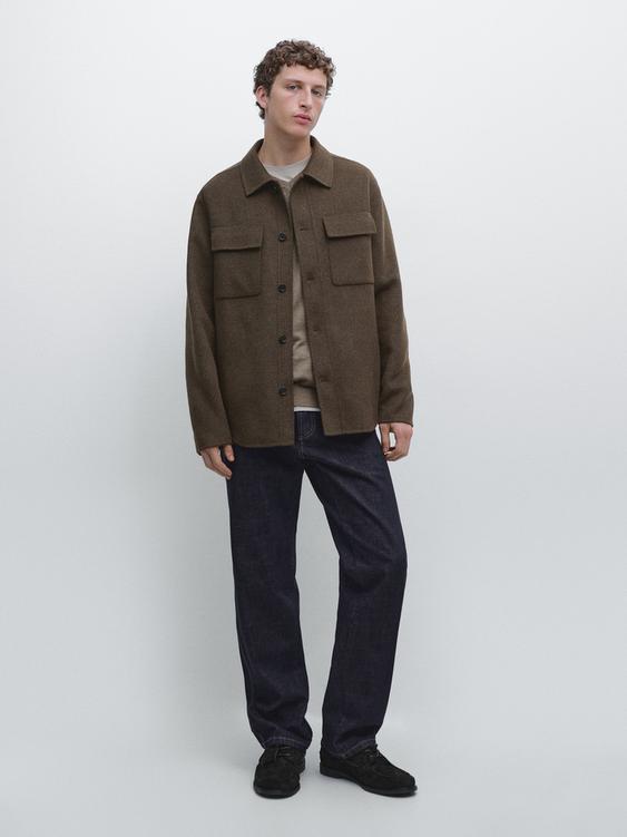 Wool blend overshirt with pockets