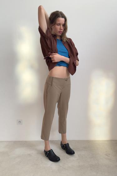 PANTALÓN CAPRI RAYA DIPLOMÁTICA - Tostado claro de Zara