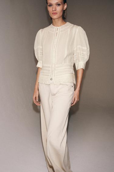 ZW COLLECTION ROMANTIC LACE BLOUSE - Ecru by Zara - Image 4