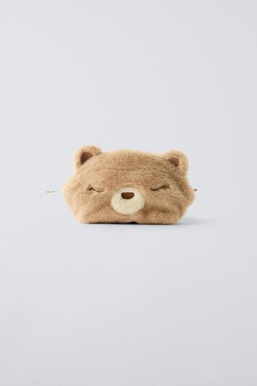 FAUX FUR TEDDY BEAR TOILETRY BAG - Light brown by Zara - Image 0