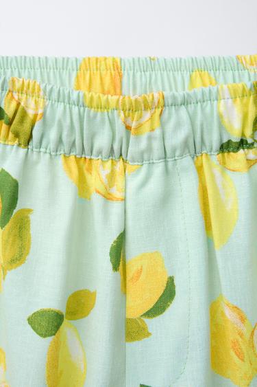 LEMON PRINT LINEN BLEND BERMUDA SHORTS - Turquoise by Zara - Image 2