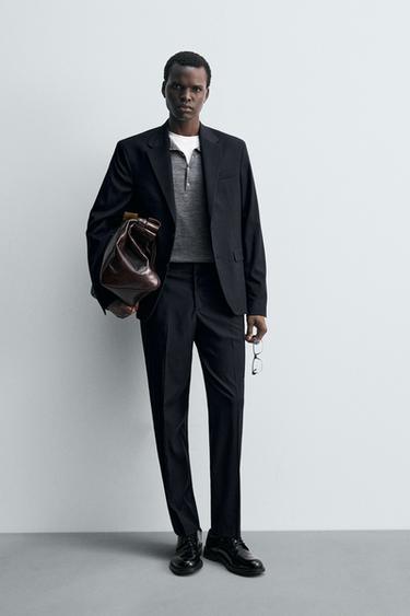 PANTALÓN TRAJE CUADROS - Marino de Zara - Imagen 0