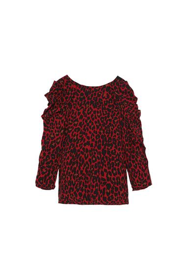 DRAPED ANIMAL PRINT BLOUSE