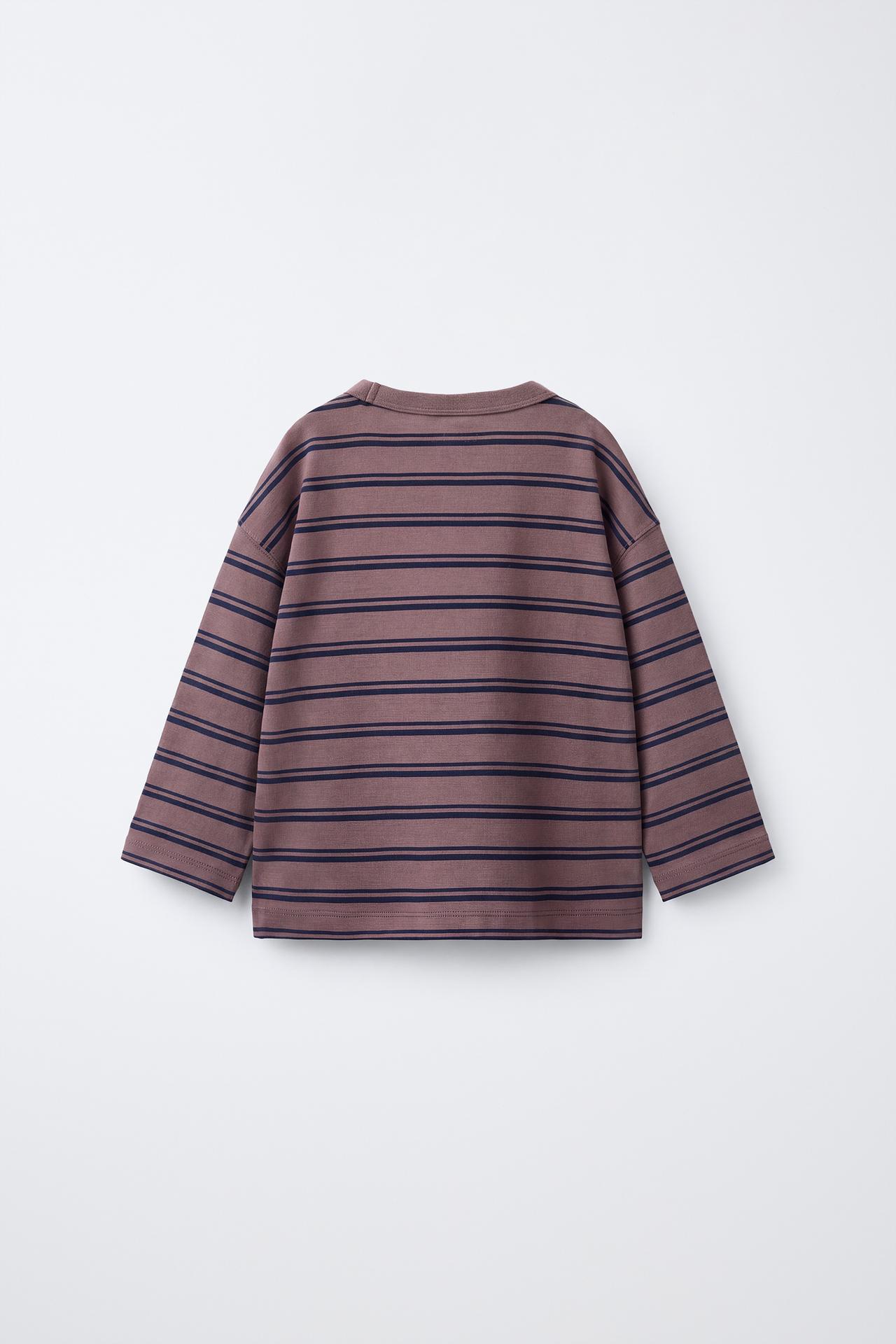 HEAVYWEIGHT STRIPED T-SHIRT — Light maroon