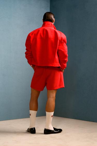 BOXY FIT JACK MET PLOOIEN WILLY CHAVARRIA X ZARA - DONKERROOD van Zara