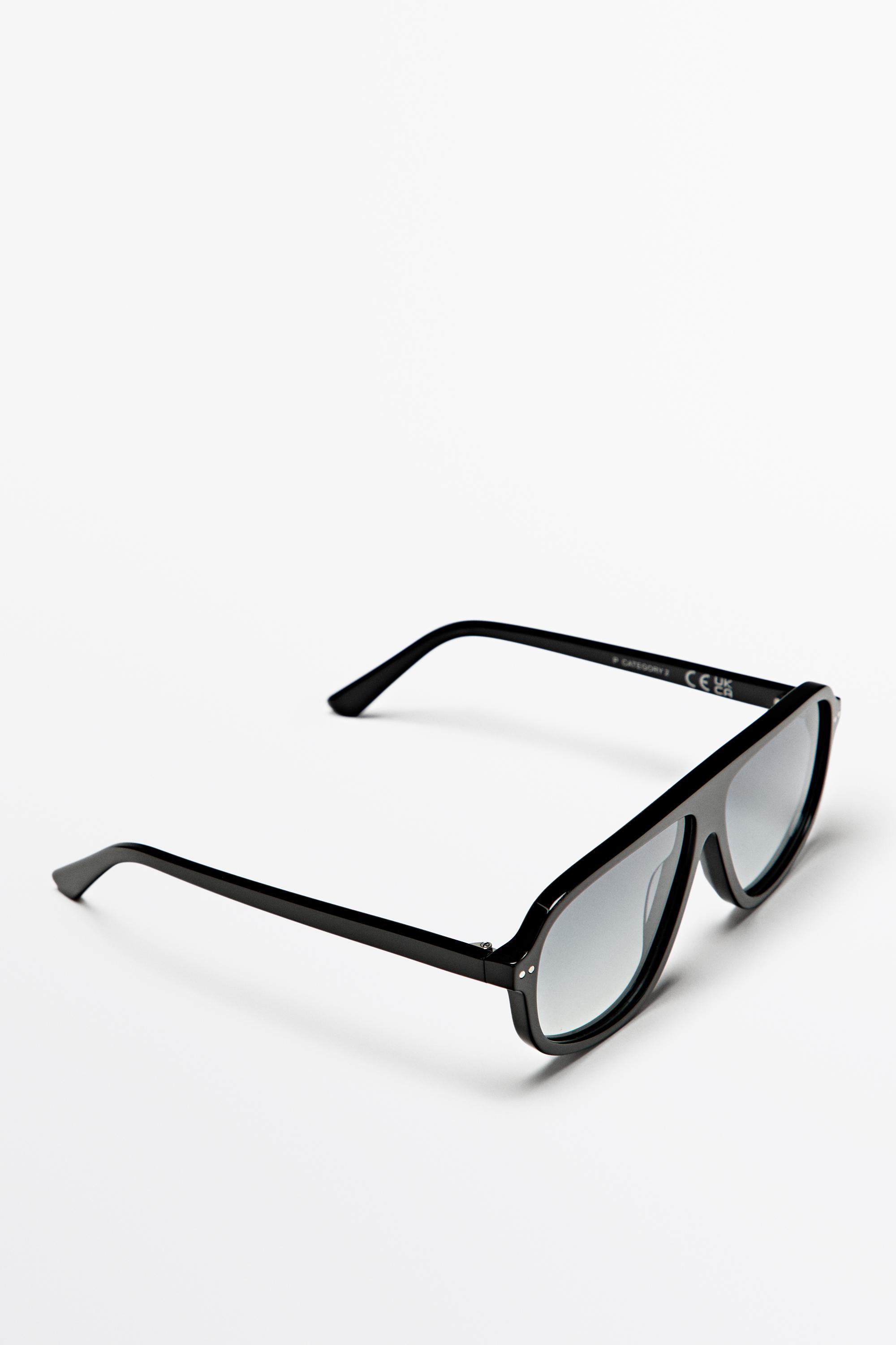 Zara Black Aviator Sunglasses with Gradient Lenses AVIATOR SHIELD SUNGLASSES - Black | ZARA South Africa main image 2