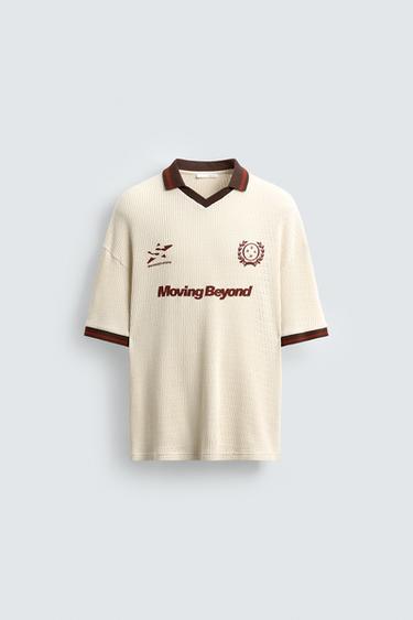 RETRO FOOTBALL TEXTURED POLO SHIRT - Oyster-white by Zara - Image 6
