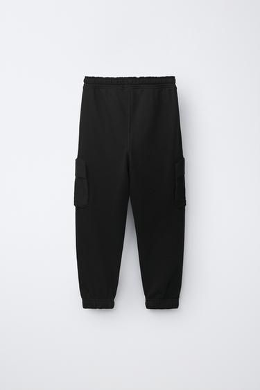 PANTALÓN CARGO FELPA - Negro de Zara