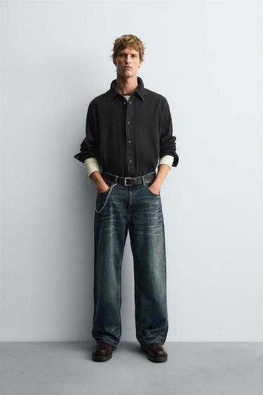 CAMISA LAVADA ALGODÓN - Negro de Zara - Imagen 0