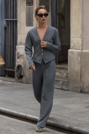 SOFT BUTTON CARDIGAN - Mid-grey by Zara