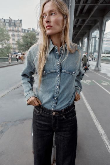 Z1975 HIGH-WAIST WIDE-LEG JEANS - Black by Zara - Image 1