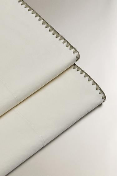 KIDS' SHELL STITCH COTTON FLAT SHEET - Green by Zara - Image 3