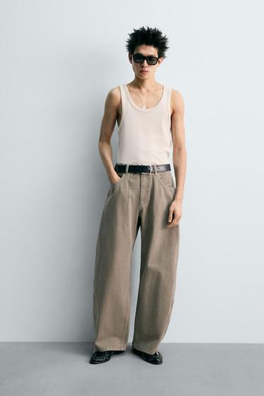 BALLOON FIT JEANS WITH ZIP - camel by Zara