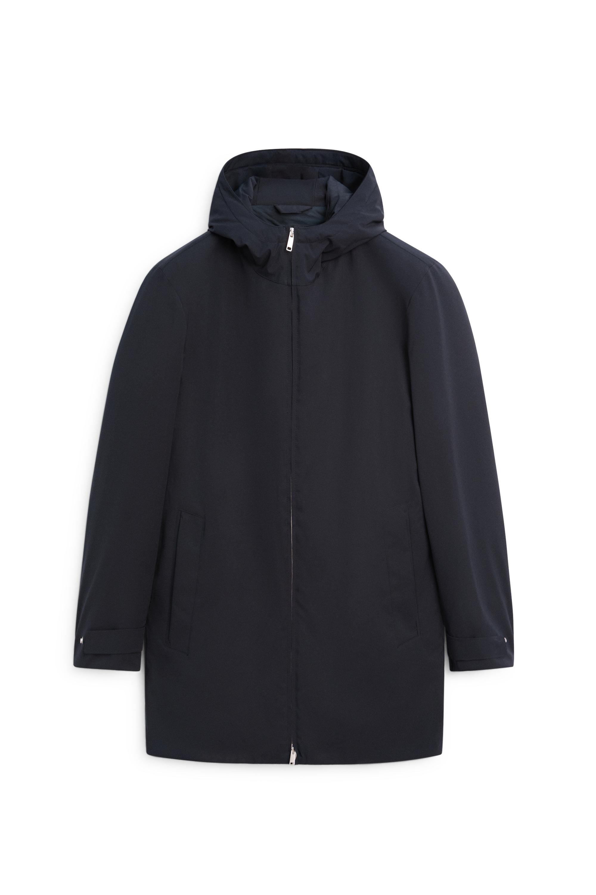 Long quilted hooded parka - Navy blue | ZARA Canada