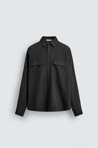 FLOWY SHIRT WITH POCKETS - Black by Zara