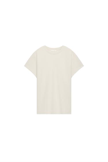 ÁO PHÔNG INTERLOCK CỘC TAY - Màu vàng cát từ Zara