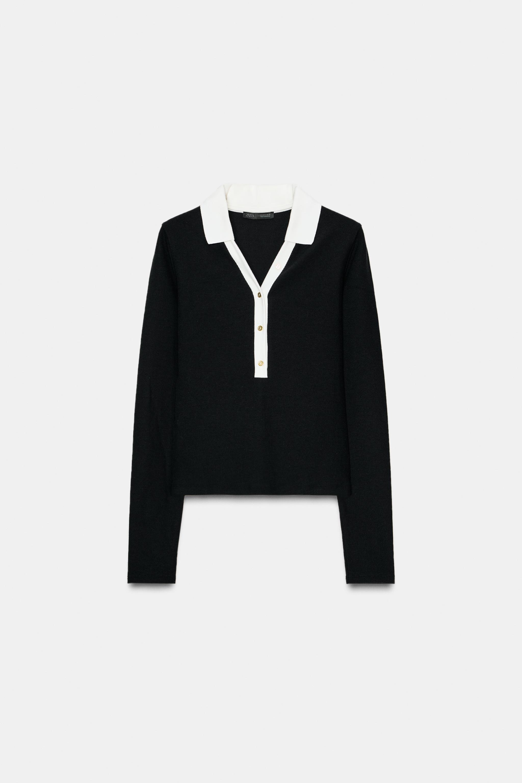 CONTRAST INTERLOCK POLO TOP