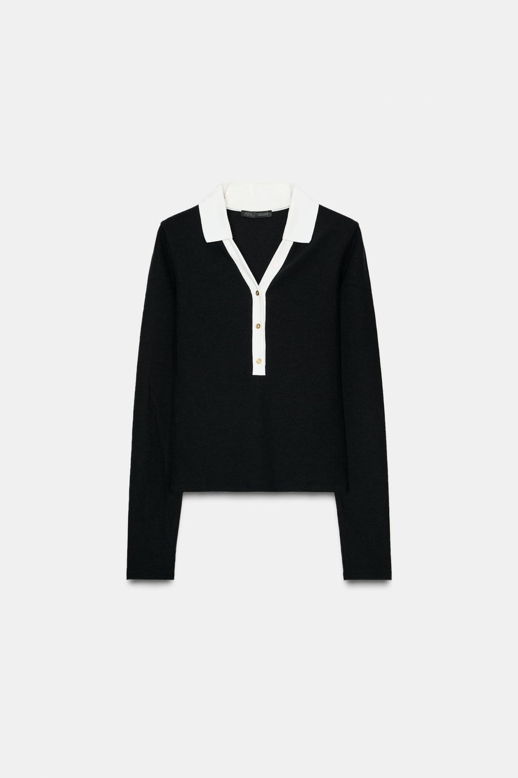 CONTRAST INTERLOCK POLO TOP