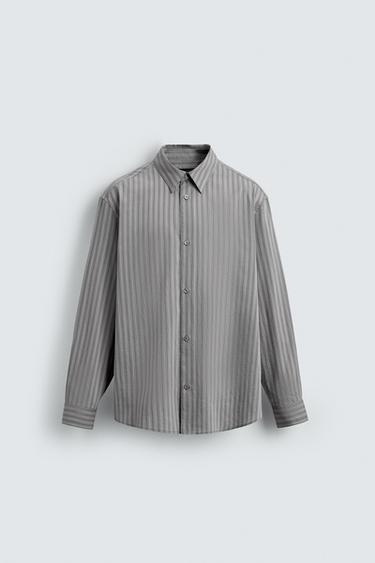 CHEMISE STRUCTURÉE À RAYURES - Gris chiné de Zara - Image 6
