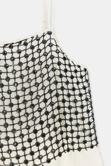 TOP PAILLETTES FIL MÉTALLISÉ - Écru de Zara - Image 7