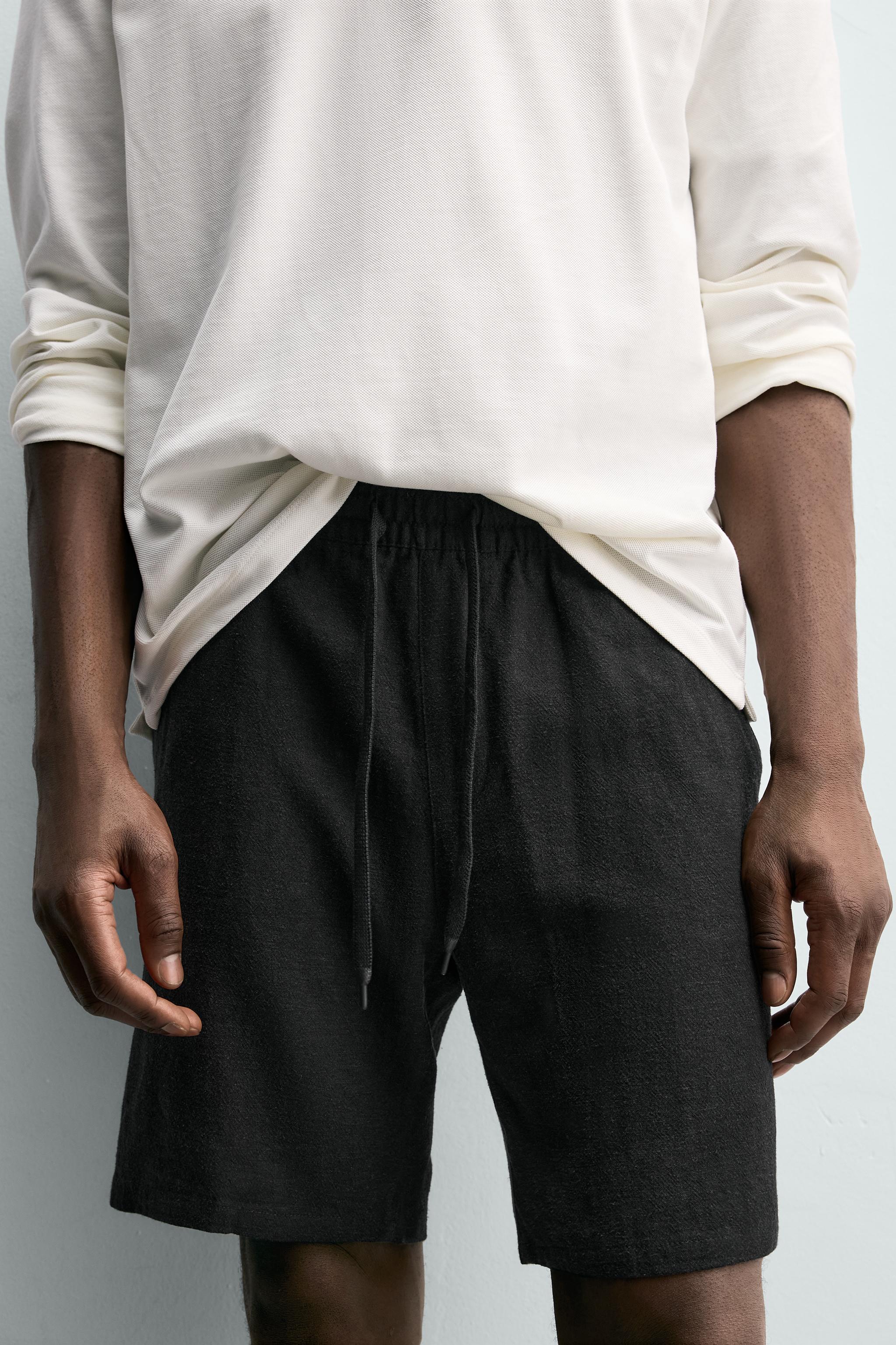 Мужские шорты Zara VISCOSE LINEN BLEND RELAXED FIT SHORTS — фото 5